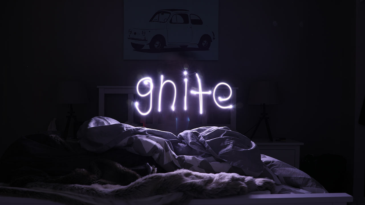neon goodnight sign