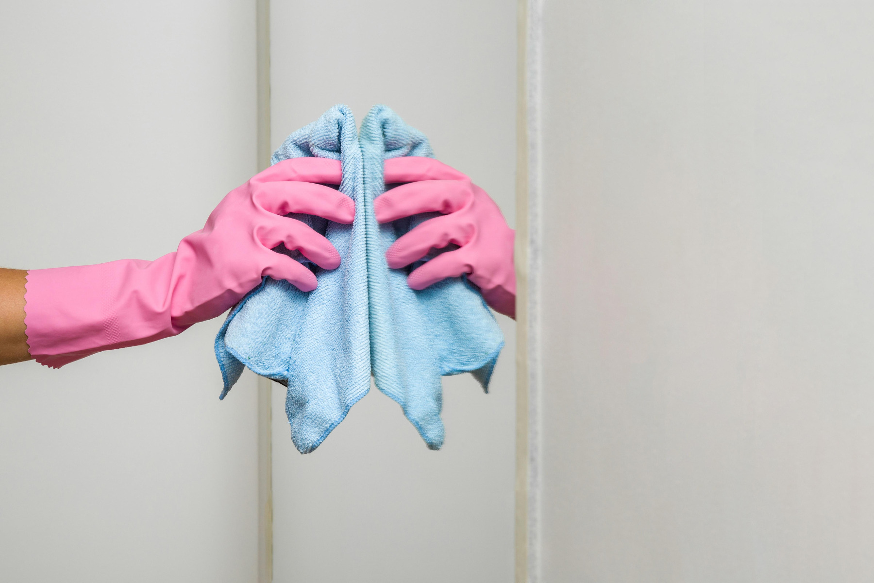 cleaning with glove and cloth
