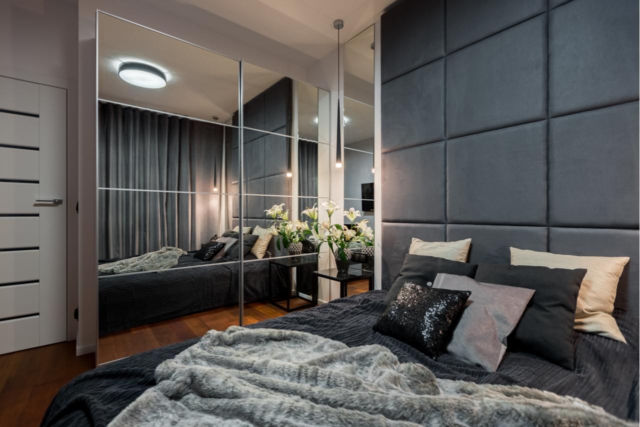 Bedroom with dark colours