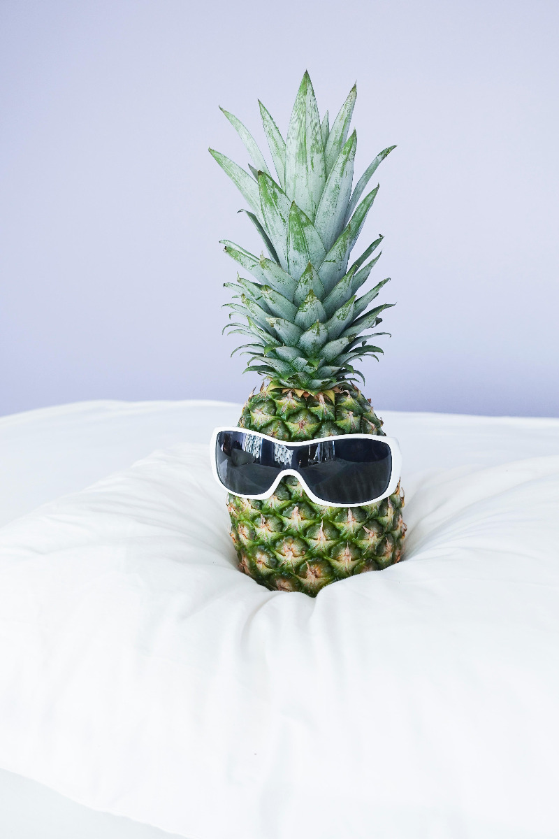 pineapple with sunglasses on